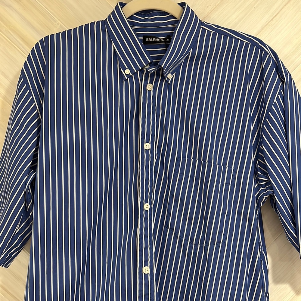 Balenciaga blue striped button down - Picture 2 of 6